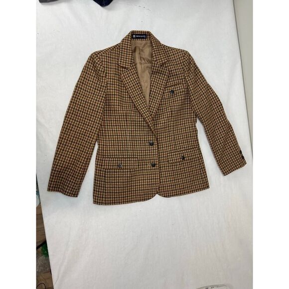Vintage Academia Houndstooth 100% Wool Skirt Suit Tailored Blazer Pleats 9 - Picture 16 of 16